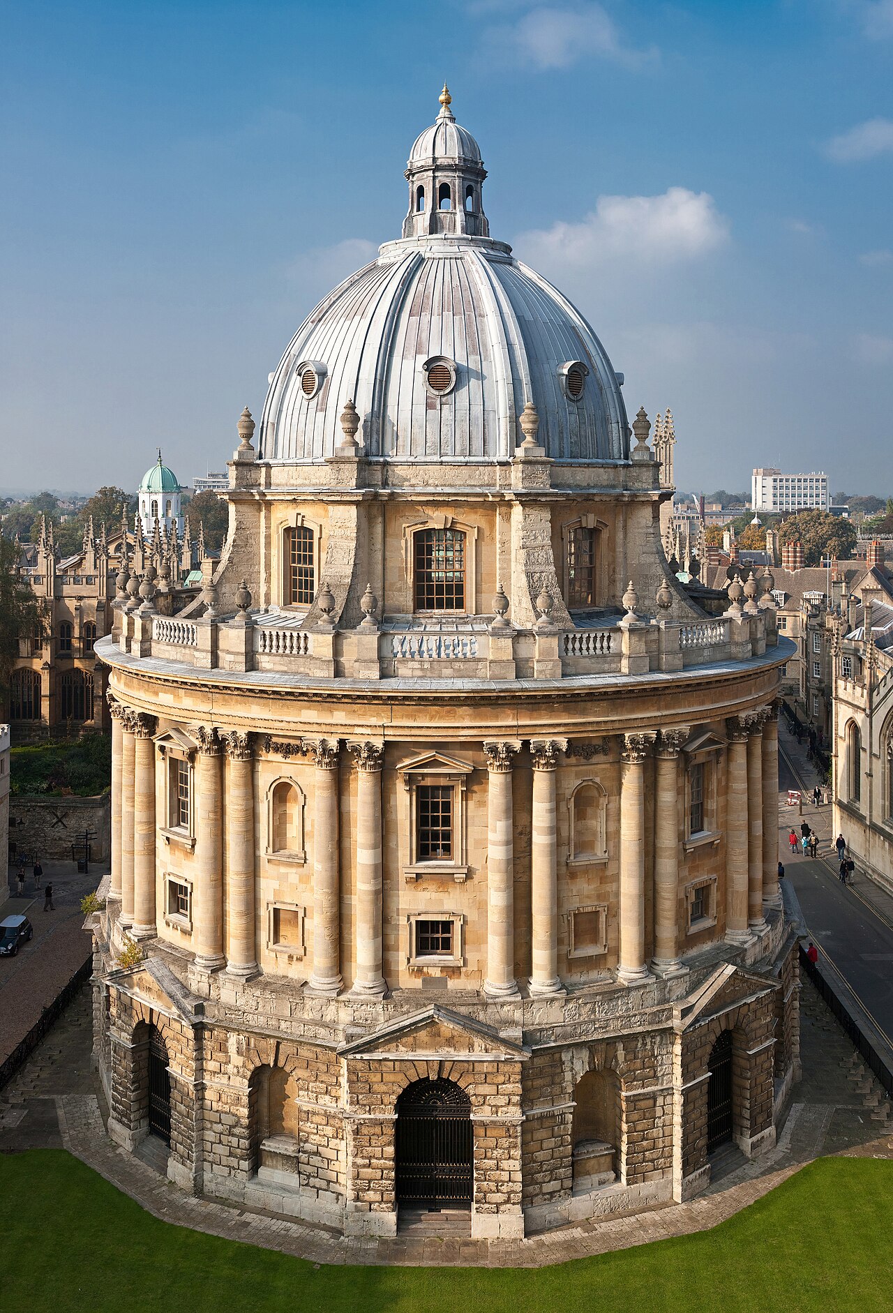 The Radcliffe Camera and the spires around Radcliffe Square in Oxford.